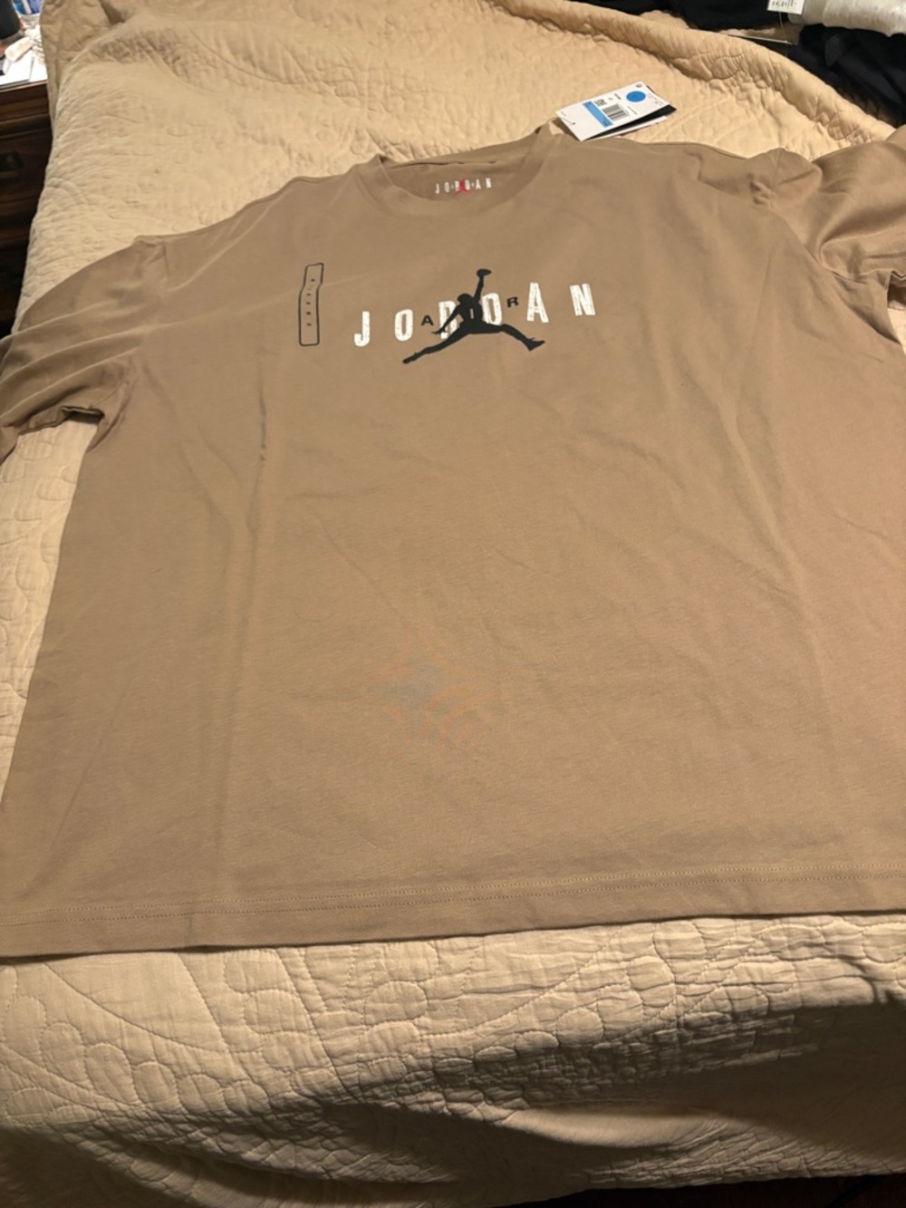 Jordan Short Sleeve Tee in Beige with Black Jumpman